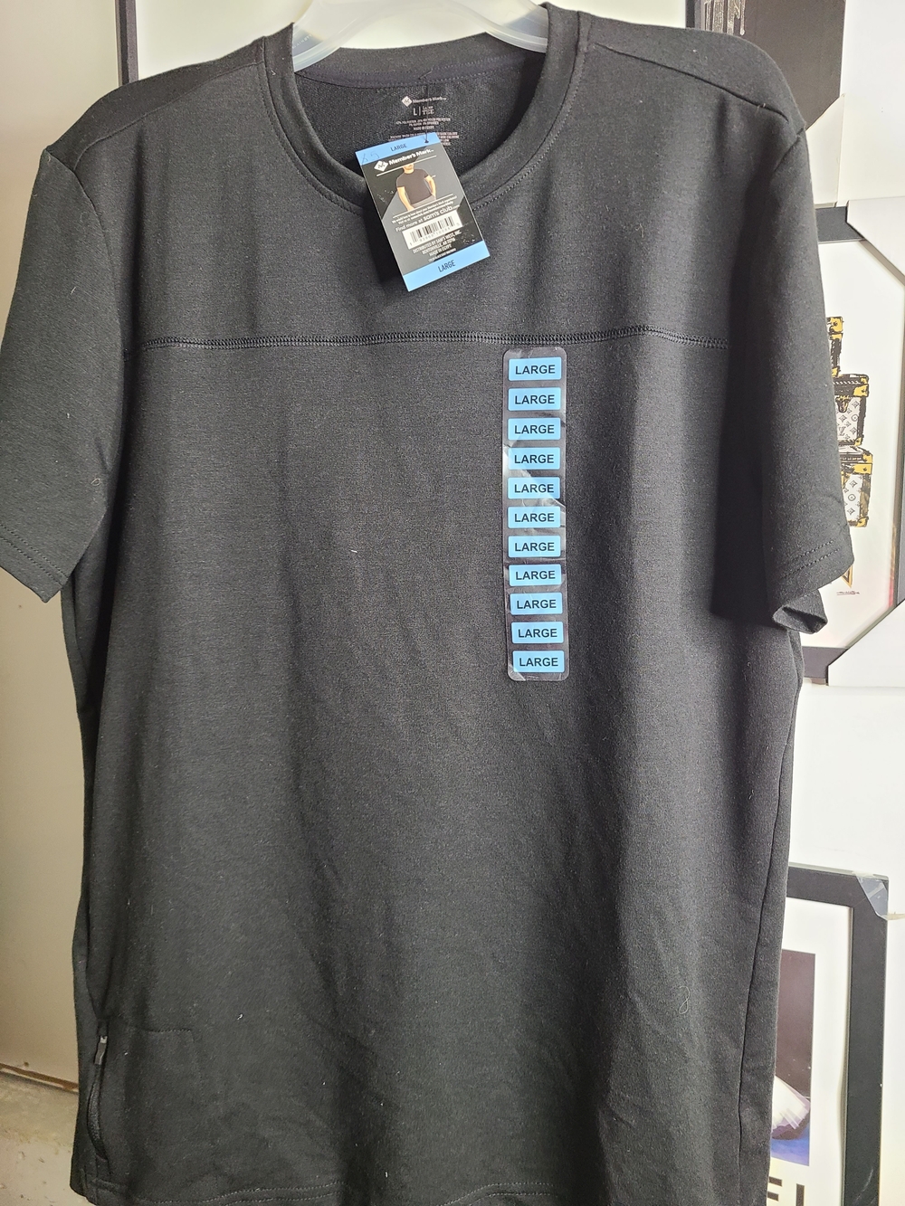 Men's Black Crew Neck Shirt - Large